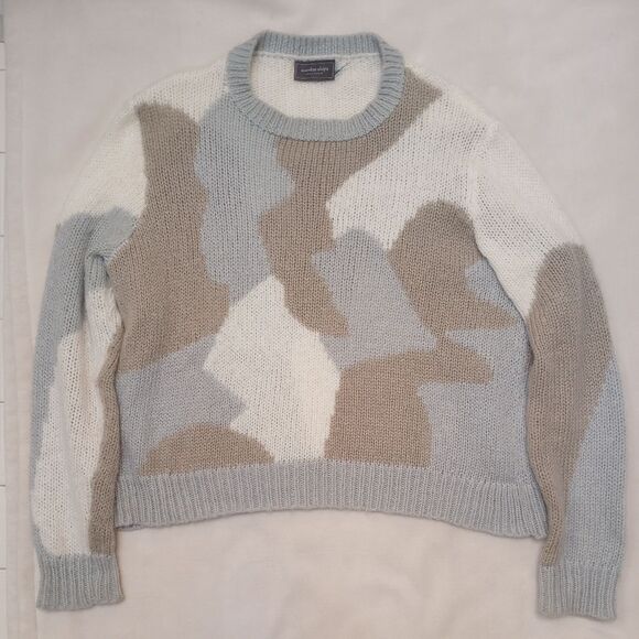 Wooden Ships Blue Tan Camo Pullover Sweater, size Small/Medium - Picture 1 of 14